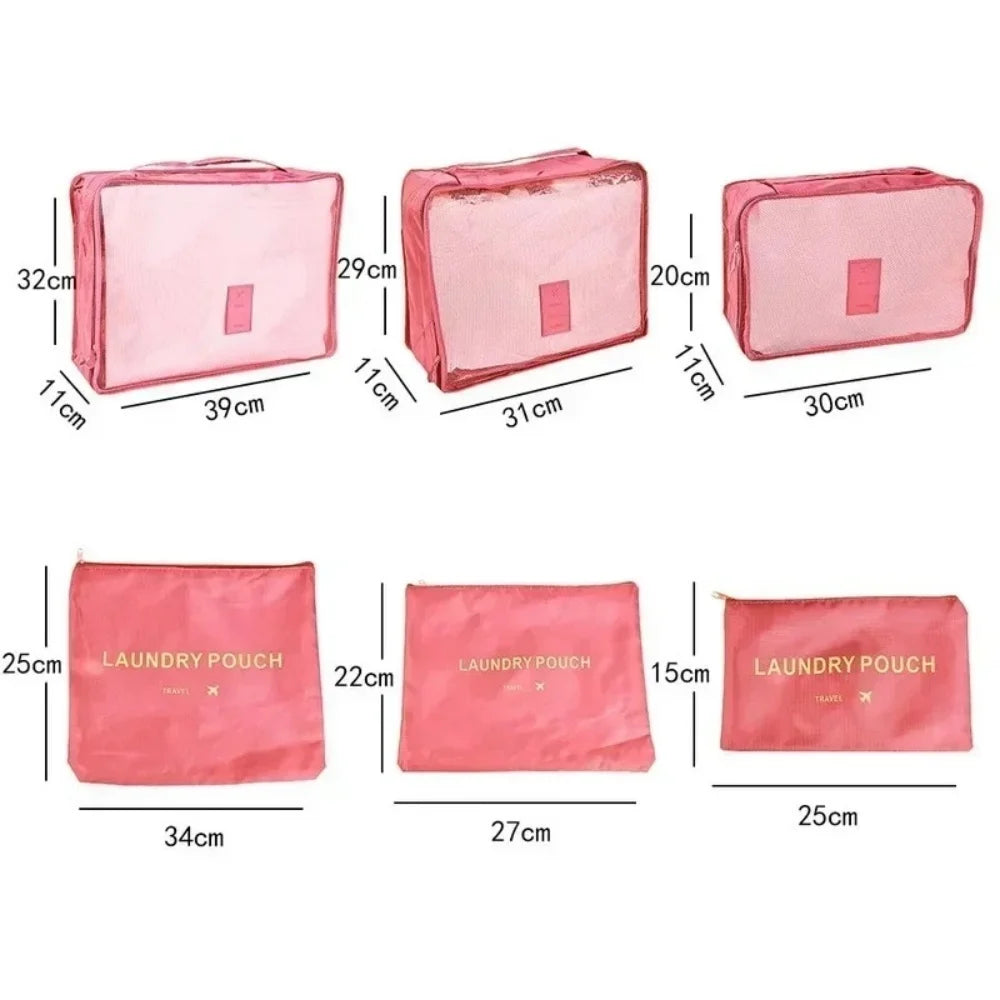 6 Pcs/Set Travel Storage Bag Protable Large Capacity Waterproof Luggage Clothing Underwear Storage Bag Travel Bag With Zipper