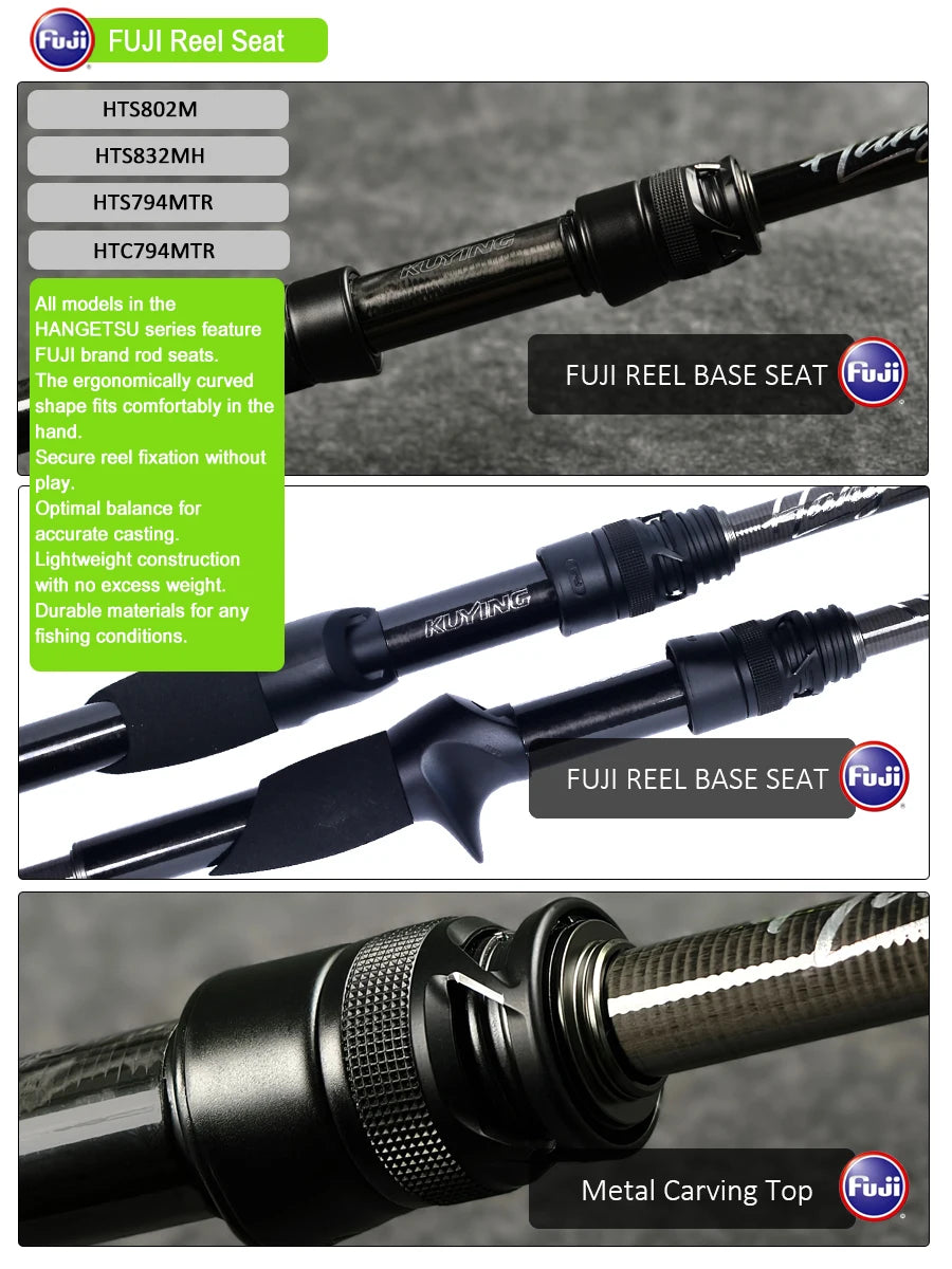 KUYING HANGETSU Travel Rock Fishing Rod | 236cm 247cm 254cm Carbon Spinning Casting Pole | FUJI SIC Guides Sensitive Super Fast
