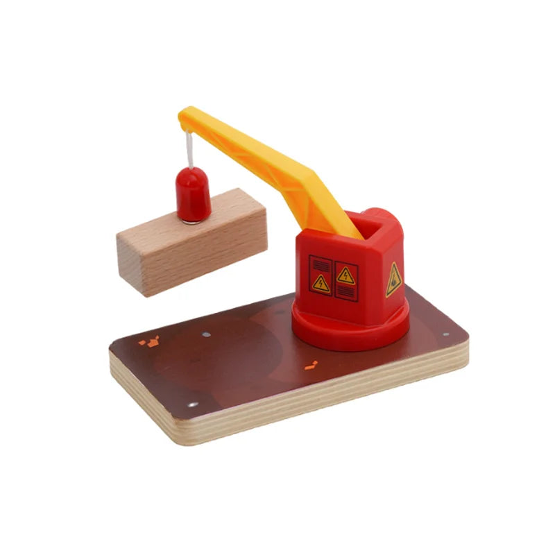 Wooden Train Track Accessories Tower Crane Compatible with Thomas Brio Track All Major Brand Railway Track