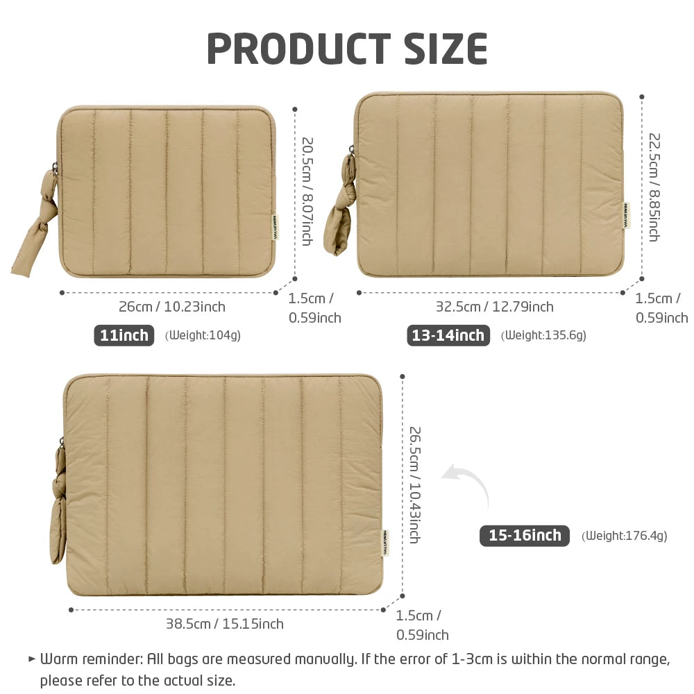Khaki Laptop Case11 13 14 16inch For Macbook Air M2 Pro M3 14 M1 Cover HP Xiaomi Dell Lenovo Waterproof Laptop Sleeve Zipper Bag