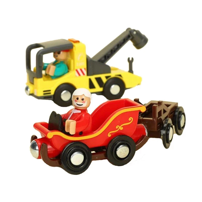 Wooden Magnetic Trolley Wood Track Accessories Car Train Track Scene Airplane Truck Wooden Tracks Educational Toys Children Gift