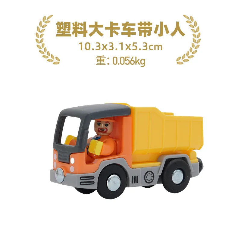 Wooden Train Track Plastic car wash Police Office Fire Department Scene Simulation Play Wooden Railway Track Car toys
