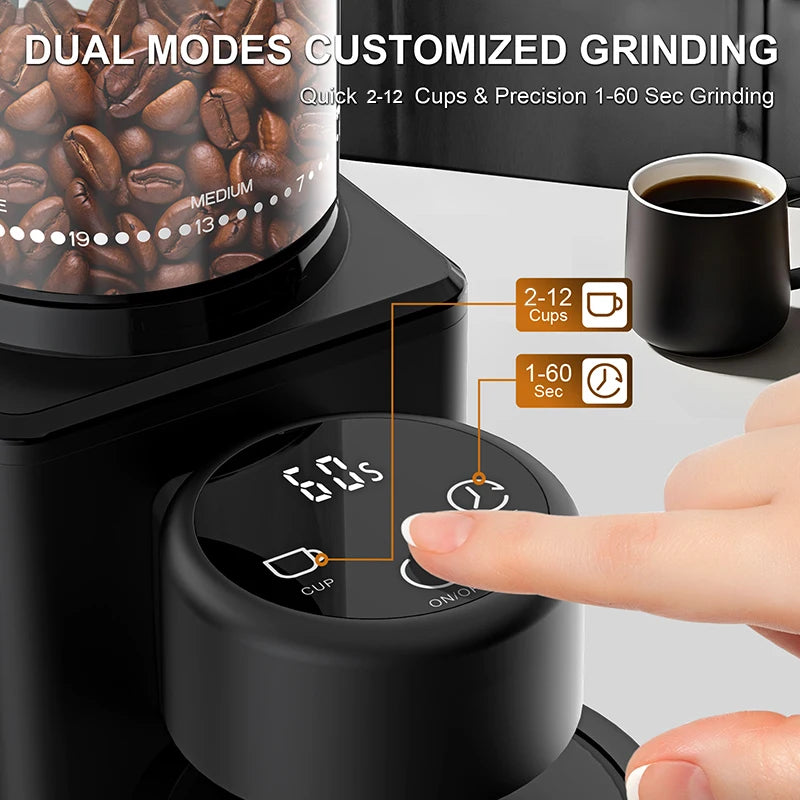 Electric Conical Burr Coffee Grinder Touchscreen Adjustable coffee Bean Grinder with 25 Grind Settings for Espresso Dirp French