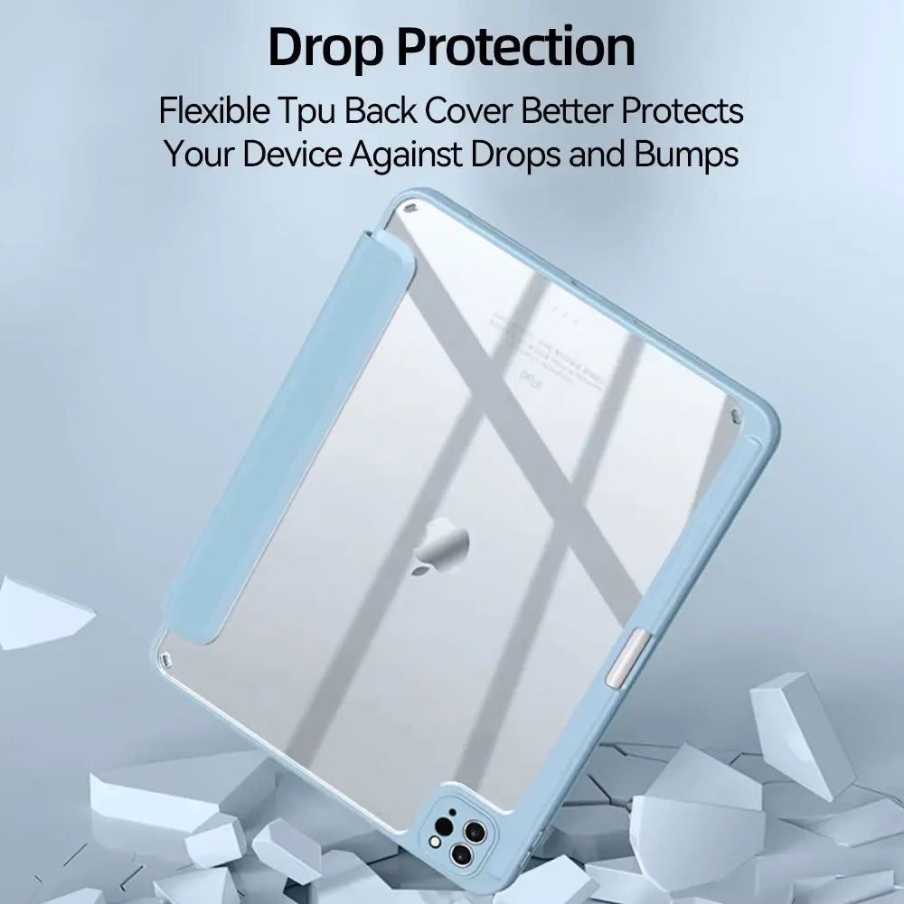 For iPad Air 11 M2 Case For 2024 Air 13 M2 Pro 11 13 M4 for 10th Gen Air 4 5 10.2 7 8 9th Pro 11 12.9 Mini 6 Acrylic Smart Case