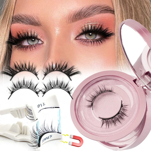 Magnetic Eyelashes 2 Pairs 3D Magnetic False Eyelashes Tweezer Set Natural Mink False Lash Professional Eyelash Extension Makeup