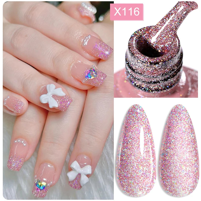 LILYCUTE Reflective Glitter Gel Nail Polish - 5ml Sparkling Liner