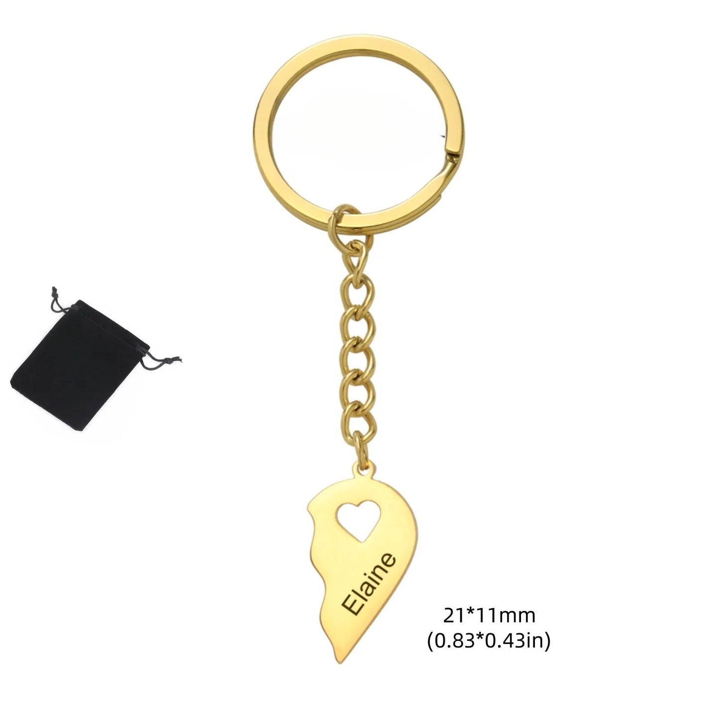 Customized Name Half Heart Keychain Stainless Steel Couple Heart Engraved Keychain Couple Key Bag Accessories Jewelry Gifts