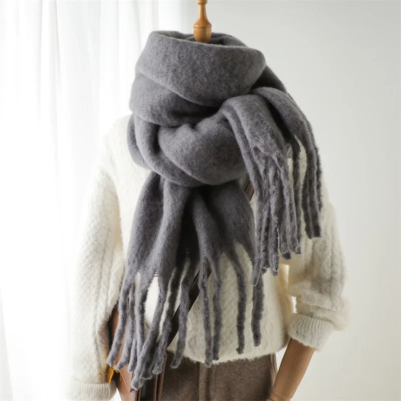 2025 Women's Luxury Winter Cashmere Scarves - Pashmina , Thick Blanket Wrap with Long Fringe for Him & Her Couple-style Scarves