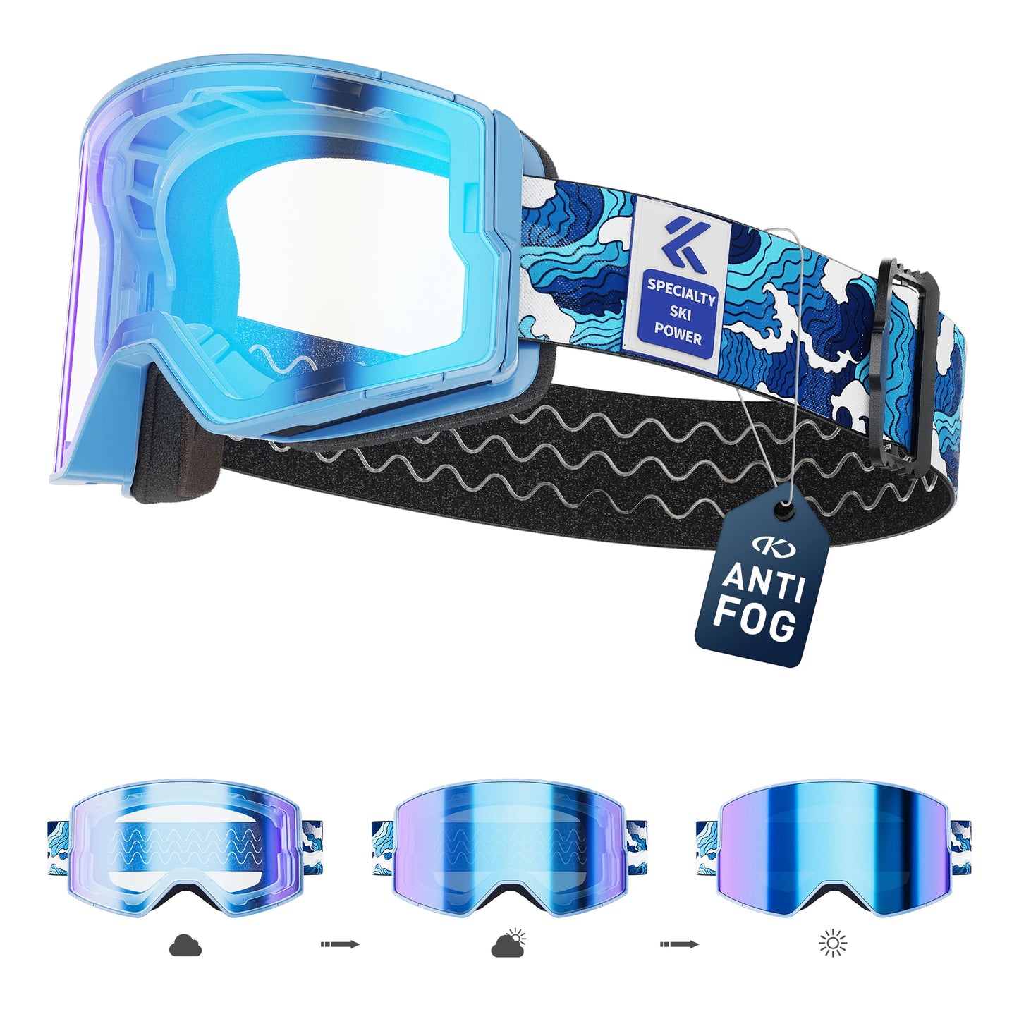KAPVOE Outdoor Photochromic Ski Goggles Winter Snow Sports for Unisex Snow Glasses Anti-fog Magnetic Snowboard UV400 Glasses Hot