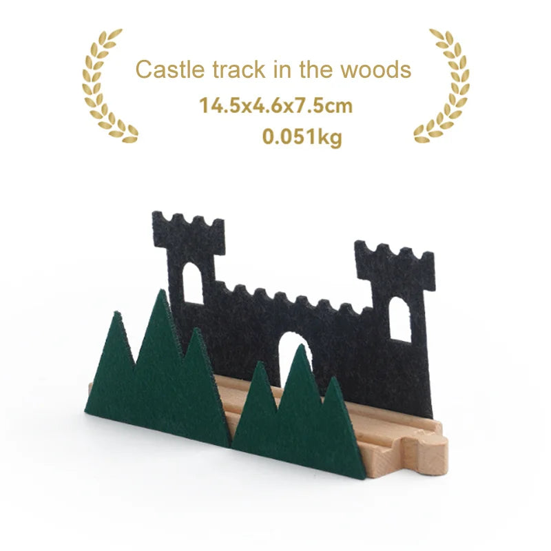 New Wooden Train Tracks Scene Accessories Mountain Tunnel Bridge Crane Tower Compatible ALL Brand Wooden Track Toys For Kids