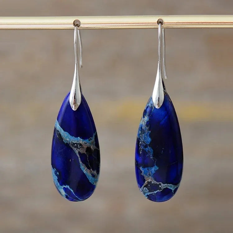 Premium Bohemian Natural Stone Drop Earrings - Geometric Pendant Jewelry
