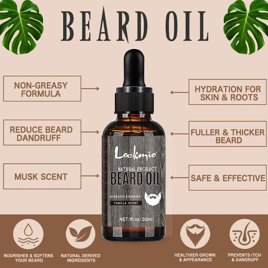 30ml 4pcs Scented Beard Oil Set Product Whiskers Moisturizing Growth Shine Smooth Moustache Soften Strengthen Beard Oil for Men