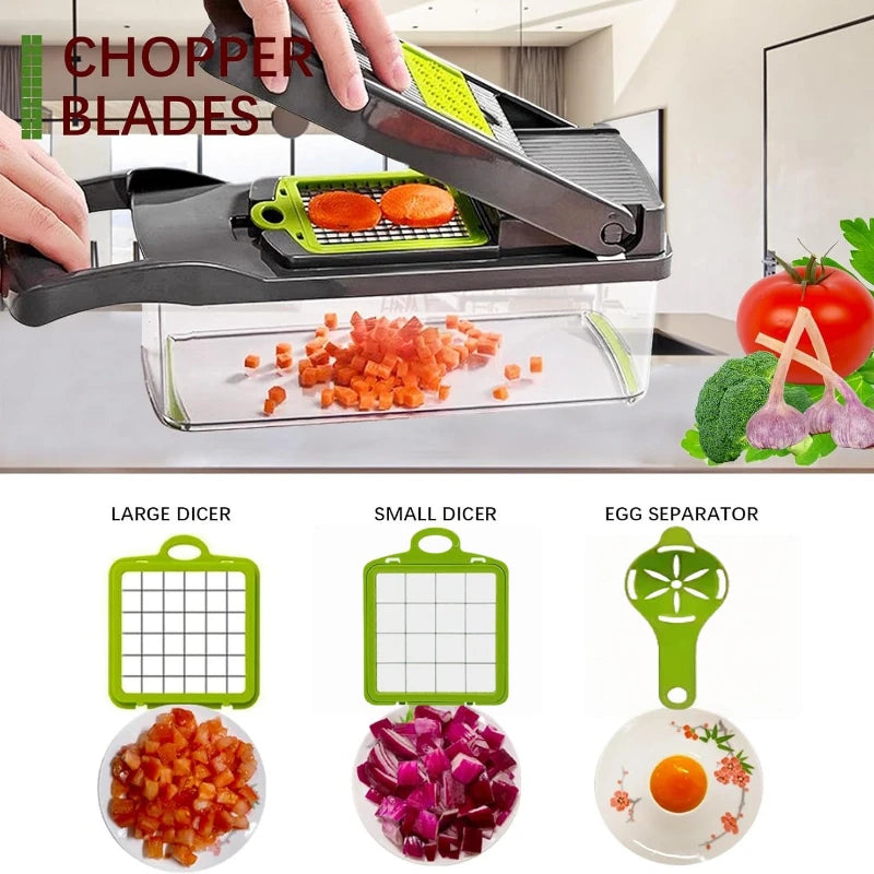 14-Piece Multifunctional Vegetable Grater and Slicer Set - Kitchen Shredding Tool