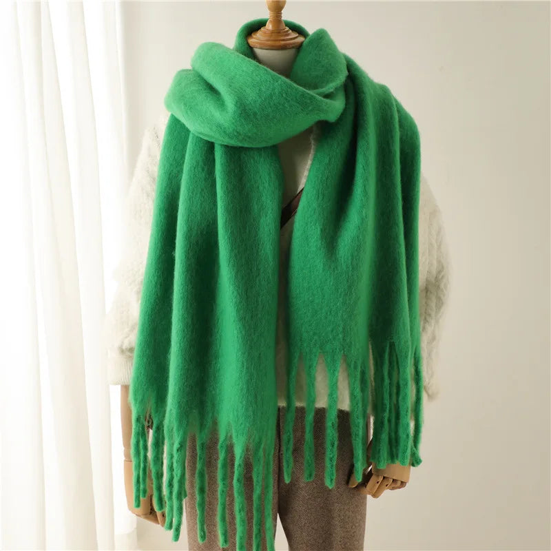 2025 Women's Luxury Winter Cashmere Scarves - Pashmina , Thick Blanket Wrap with Long Fringe for Him & Her Couple-style Scarves
