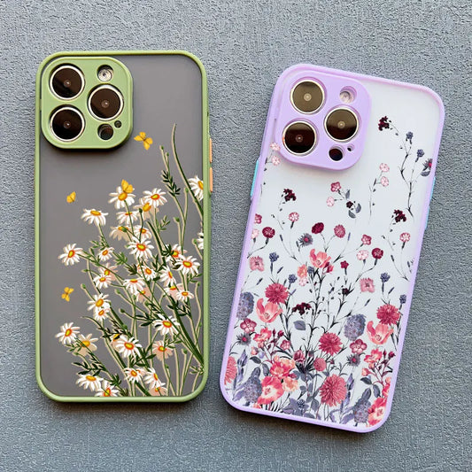 Premium Hand-Painted Flower iPhone Case - Shockproof Protective Cover