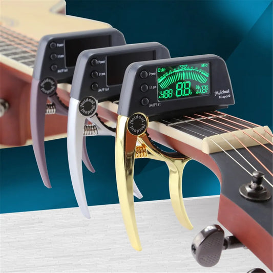 Premium 2-in-1 Guitar Tuner & Capo - LED Display for All Guitars