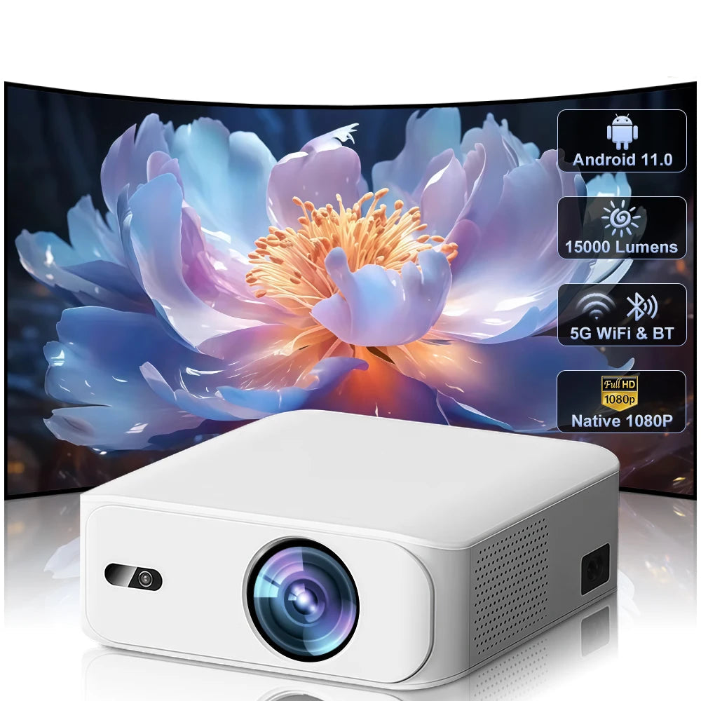 Touyinger L9 Full HD 1080P Mini Projector - 15000 Lumens 4K Home Theater Projector with Android