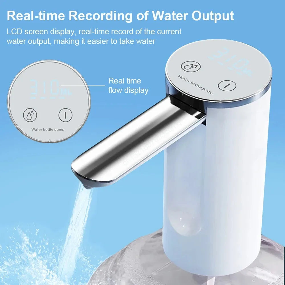 Rechargeable Portable Water Pump Mini Automatic Water Dispenser with Switch USB Charging for Universal 5 Gallon Bottle