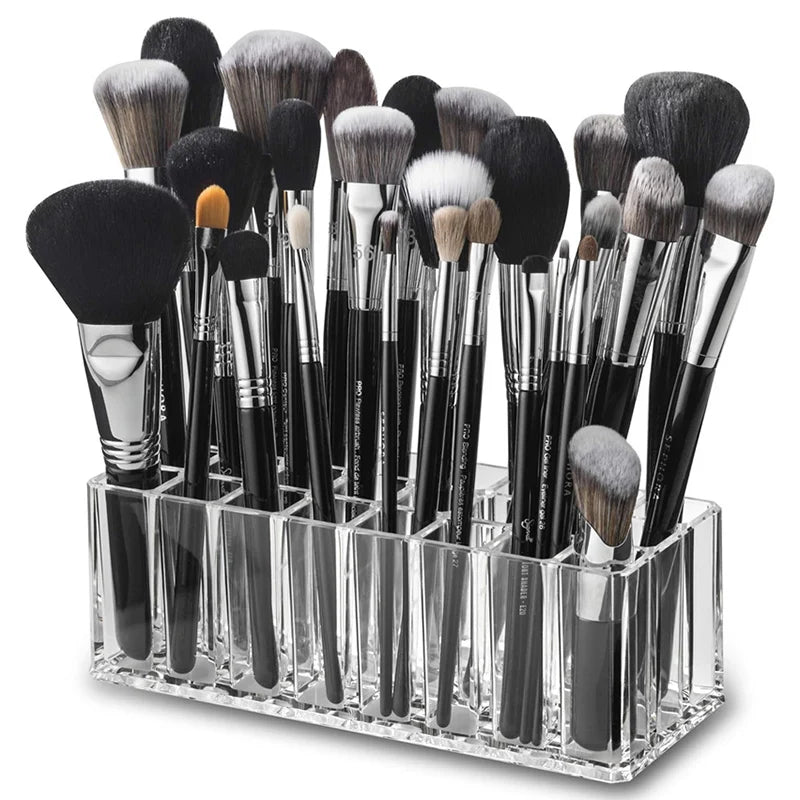 Premium 24-Slot Acrylic Makeup Brush Organizer & Lipstick Display