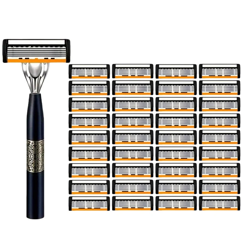 6-Layer Safety Razor Stainless Steel Progressive Blade Easy to Shave Men's Shaving and Women's Hair Removal Shaving Tools