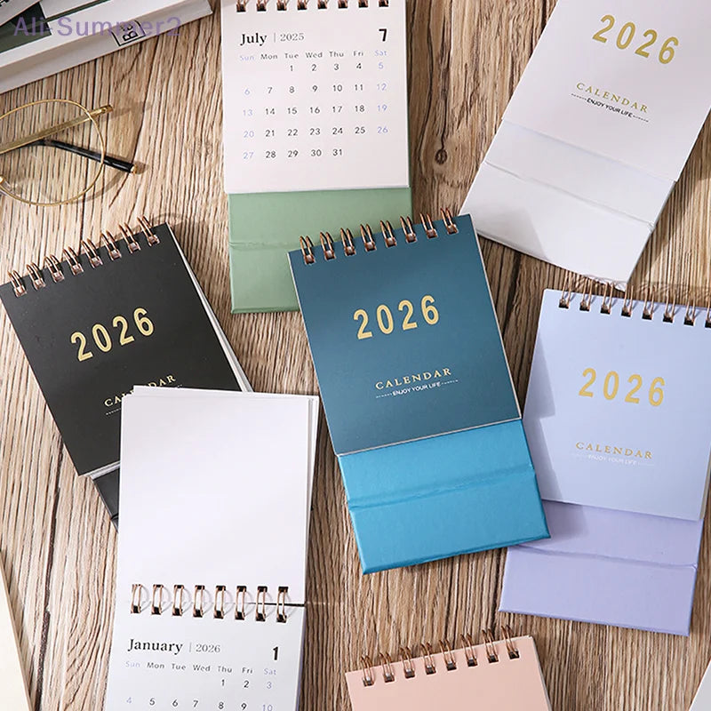 2026 Simple Calendar Small Desk Calendar Creative Coil Calendar Planner Desktop Decoration Office Stationery