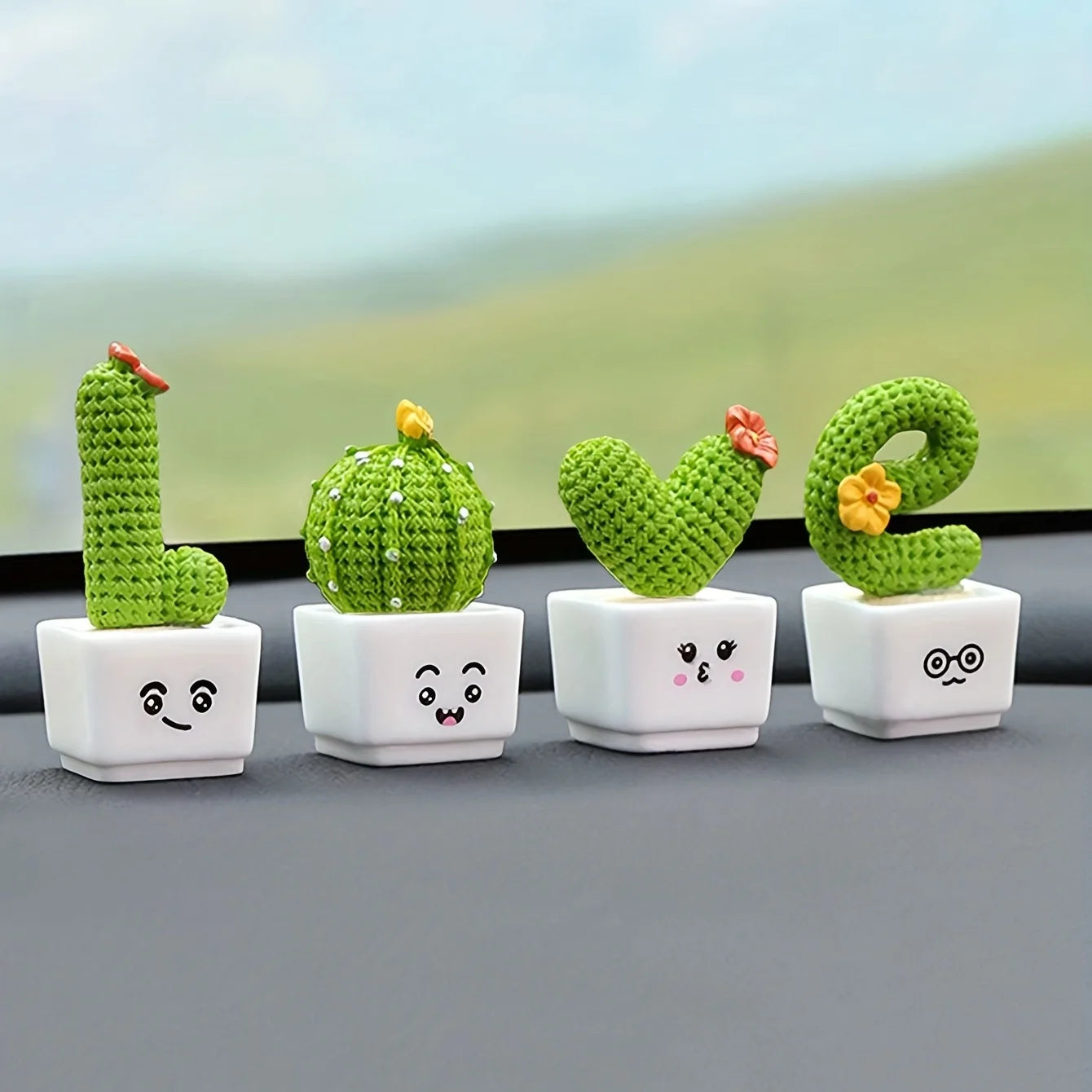 1 Set Of 4, Resin Succulent Cactus Mini Green Plant Car Office Home Living Room Crafts desk decoration home accessories
