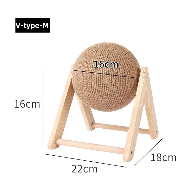 Premium Sisal Cat Scratching Ball - Wooden Grinding Paws Toy