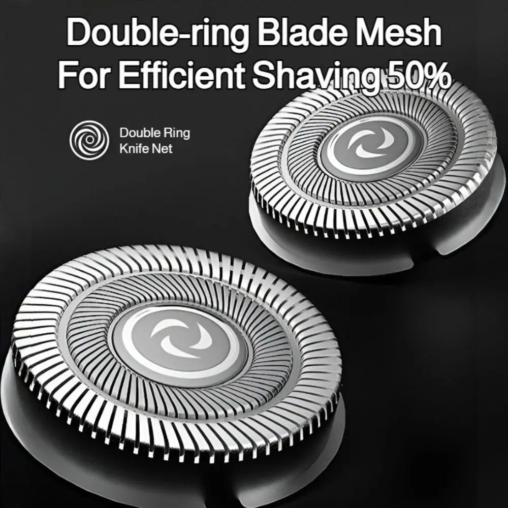 Smart Digital Display Dual Ring Mesh Mini Electric Shaver USB Rechargeable Dry and Wet Use Floating Razor Waterproof Low Noise