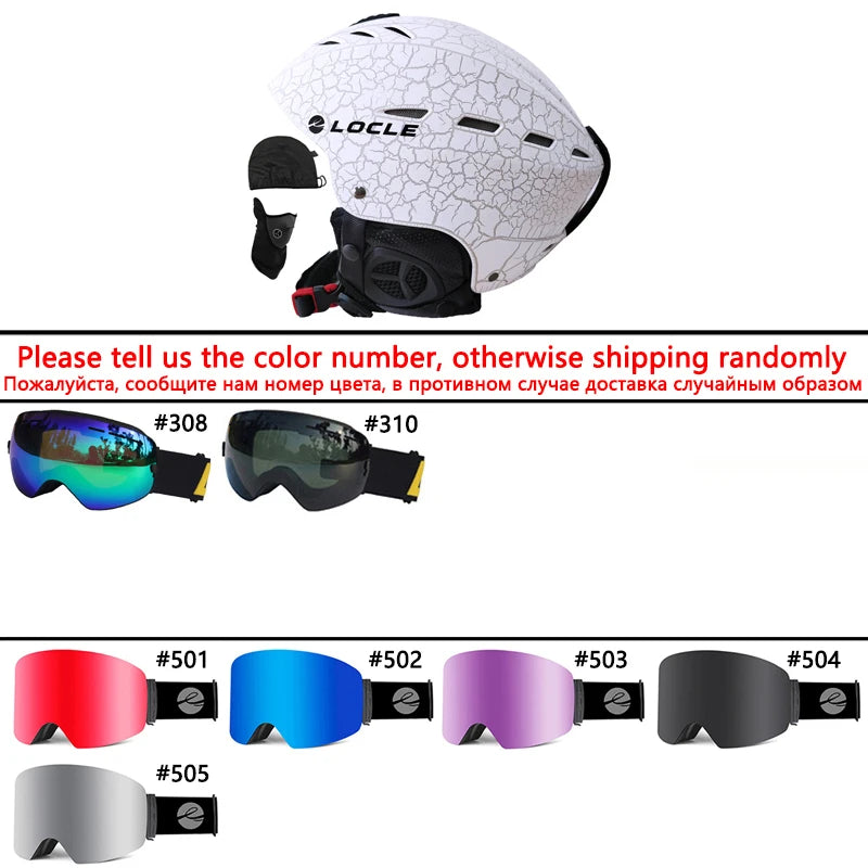 LOCLE Ski Helmet Men Women Children Kids CE Safety Winter Sports Snow Skiing Snowmobile Snowboard Skateboard Helmet Size 52-61cm