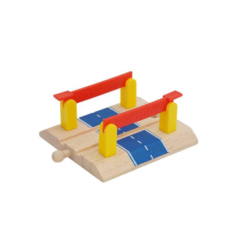 Toddlers Toys Wooden Train Railway Track Accessories Barricade, Platform Track Scene Puzzle Toys For Boys & Girls