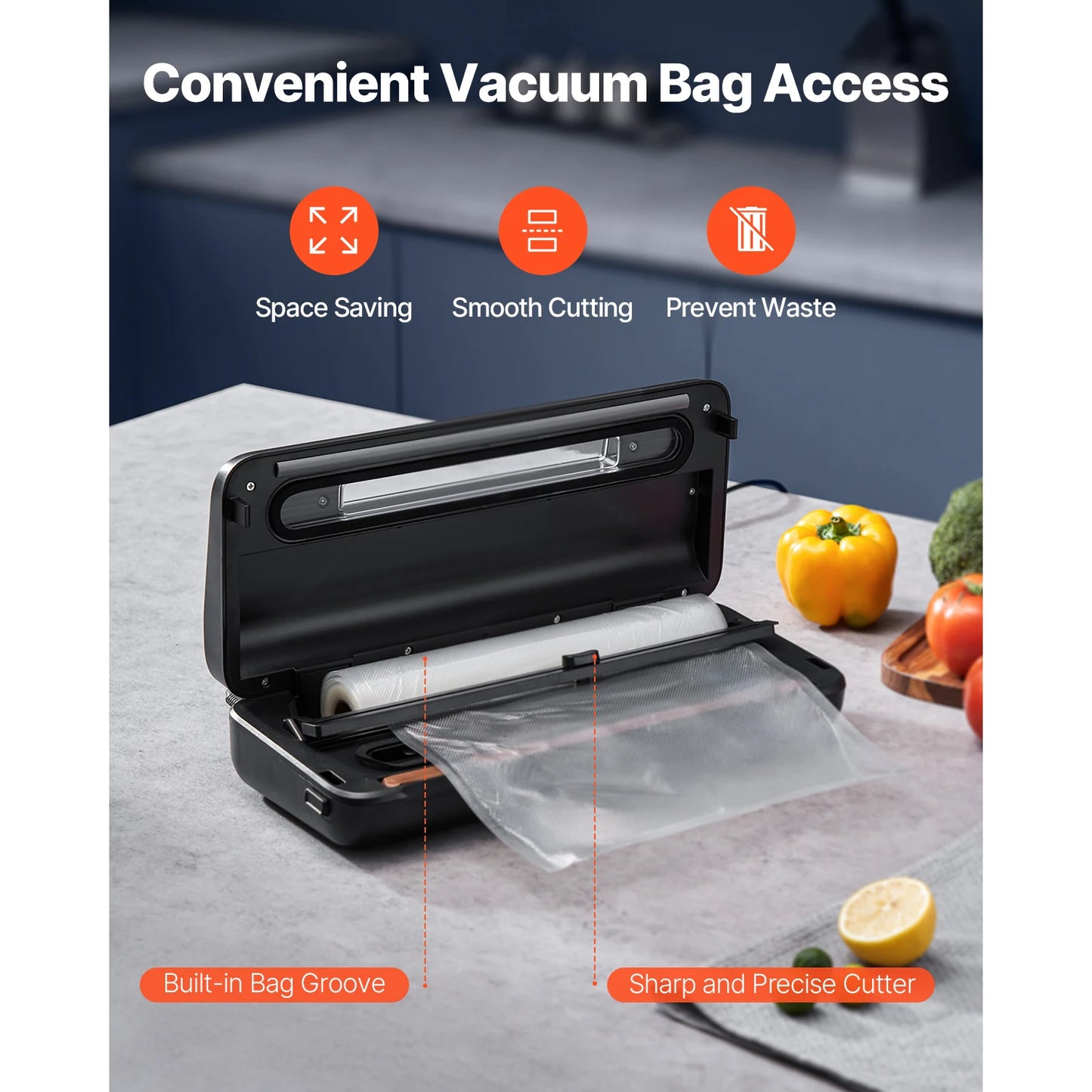 SucceBuy 80kPa Electric Vacuum Sealer Machine - 7-in-1 Food Preservation System with 10 Vacuum Bags