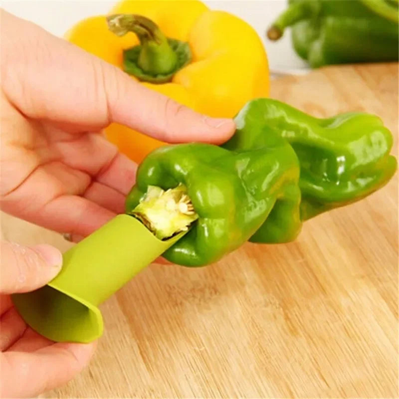 2-in-1 Pepper Corer & Seed Remover - Chili, Bell & Jalapeno Slicer Tool