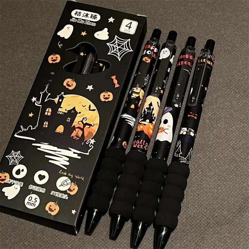 Halloween Themed Gel Pens 0.5mm Tip Diameter Featuring Ghosts Pumpkins Witch Hats - Perfect for Classroom Rewards