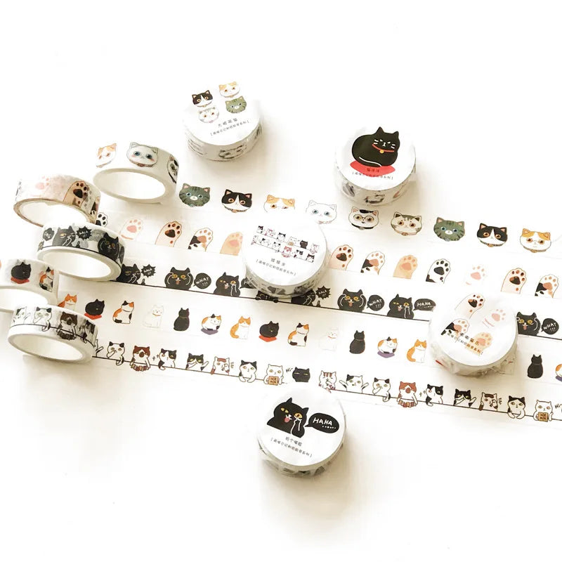 Premium Kawaii Cat Washi Tape - Cute Adhesive Masking Tape for DIY Crafts