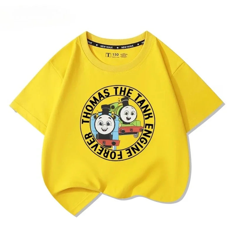 Thomas the train short-sleeved t-shirt cartoon new children's tops boys girls summer 100% cotton fashion comfortable t-shirt