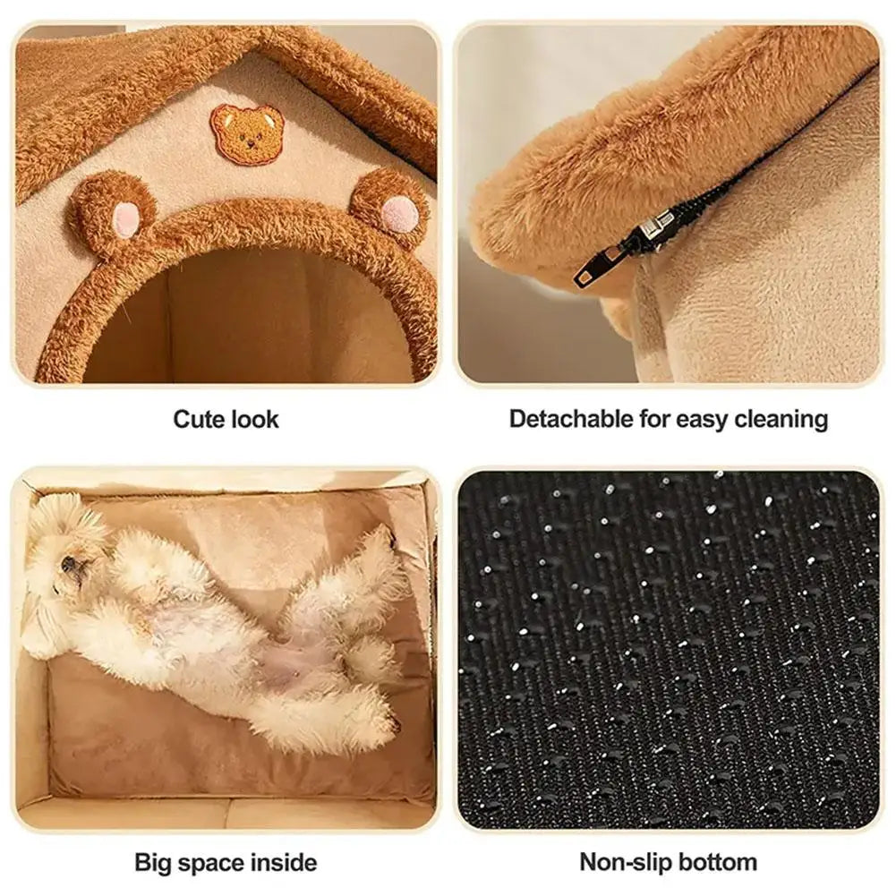 Detachable and Washable Pet House Cat House Puppy Cave Sofa Pet Bed House for  Small Dogs and Small and Medium Cat Skeeping Warm