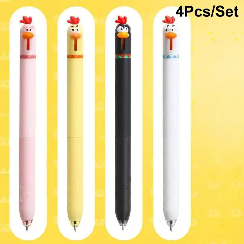 1/4pcs Funny Chick Carrot Press Type Black Quick Dry Gel Pen Creative Stress Relief Writing Tool for Study Office School