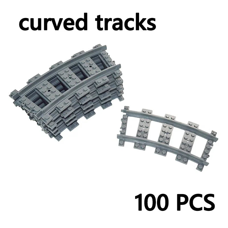 City Trains straight  Track Rail Bricks Model Uphill Tracks soft Flexible Switch curved Railway  Building Blocks kids Toys