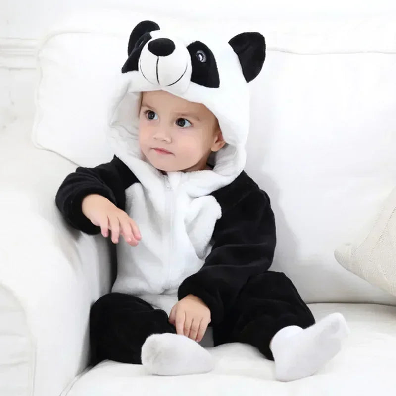Premium Animal Kigurumi Baby Romper - Winter Flannel Costume Jumpsuit
