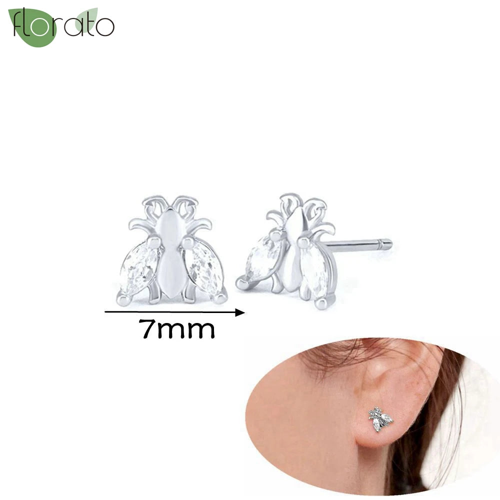 925 Silver Needle Exquisite Zircon Small Earrings Fashion Stud Earrings for Women Anti Allergy Cartilage Puncture Jewelry Gift