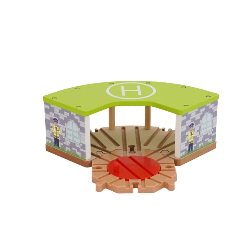 Wooden Train Track Accessories Garage Series Track Scene Toy For Children Fit All Brands Railway Christmas Gift For Toddler