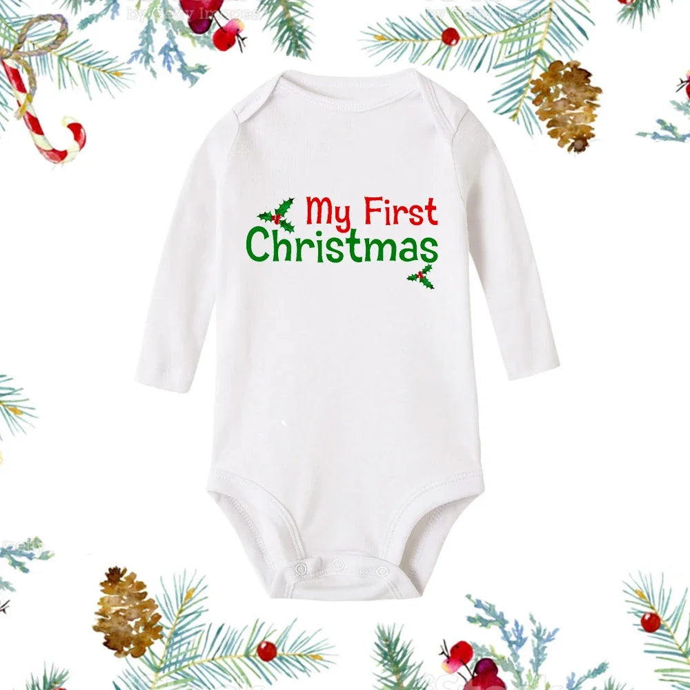 Premium My First Christmas Baby Romper - Snowman Print Long Sleeve Outfit