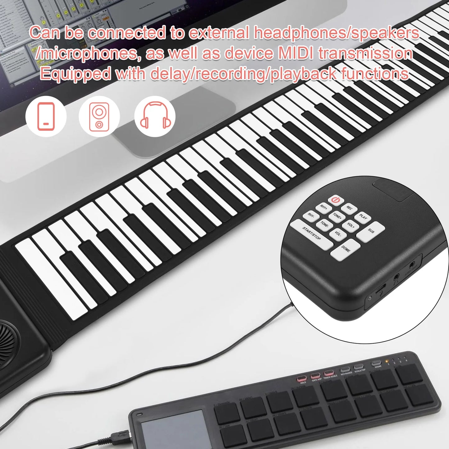 Premium 88-Key Roll-Up Piano - Portable Foldable Electronic Keyboard