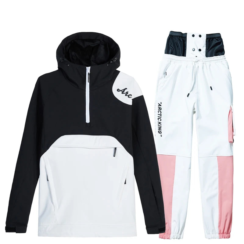 New Fashion Snowboard Suit Men Women Ski Hoodie Set Winter Windproof Waterproof Warm Jacket Pants Skiing Suit Snow Overalls