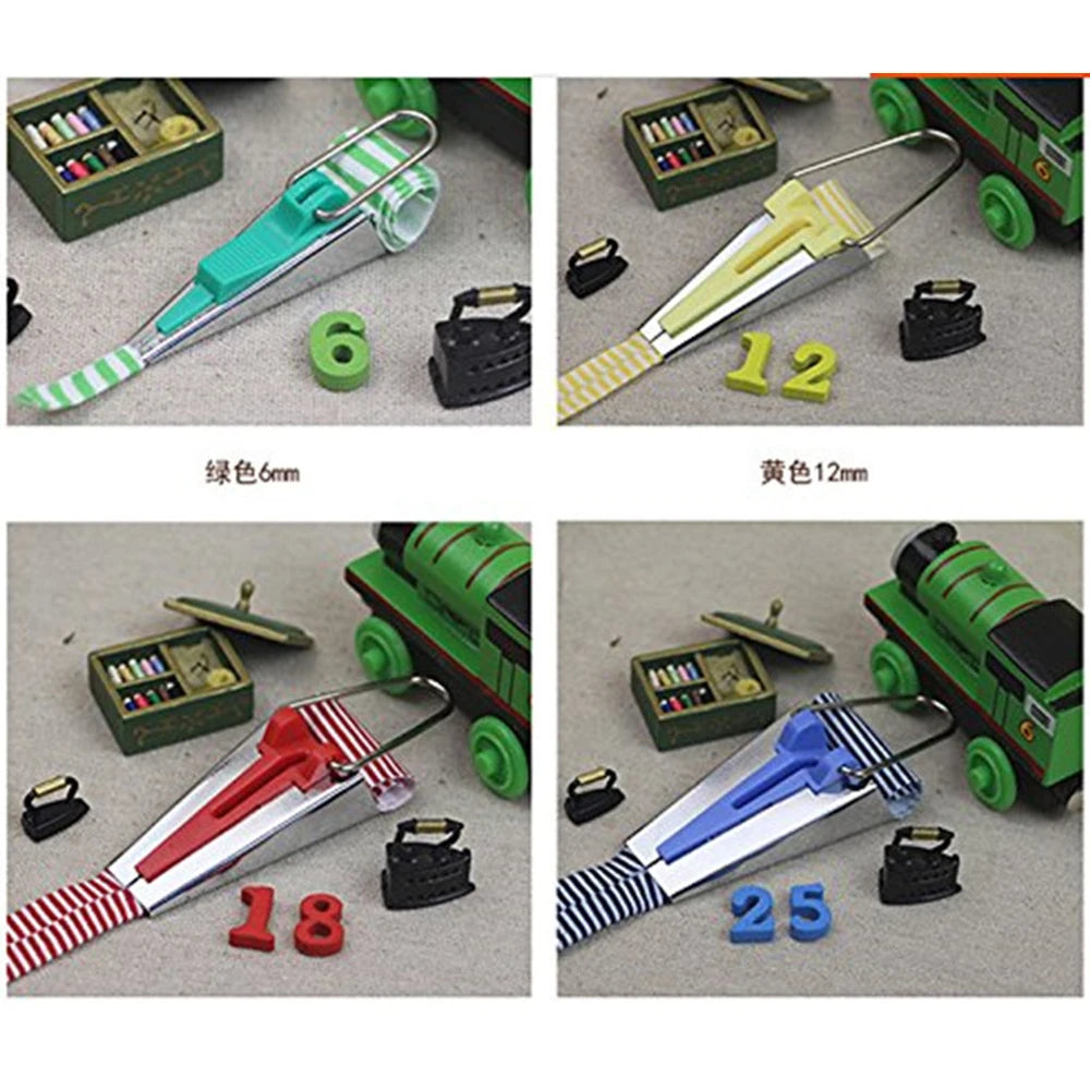 Bias Tape Maker Set - 4 Sizes (6mm, 12mm, 18mm, 25mm) Stainless Steel Sewing Tools