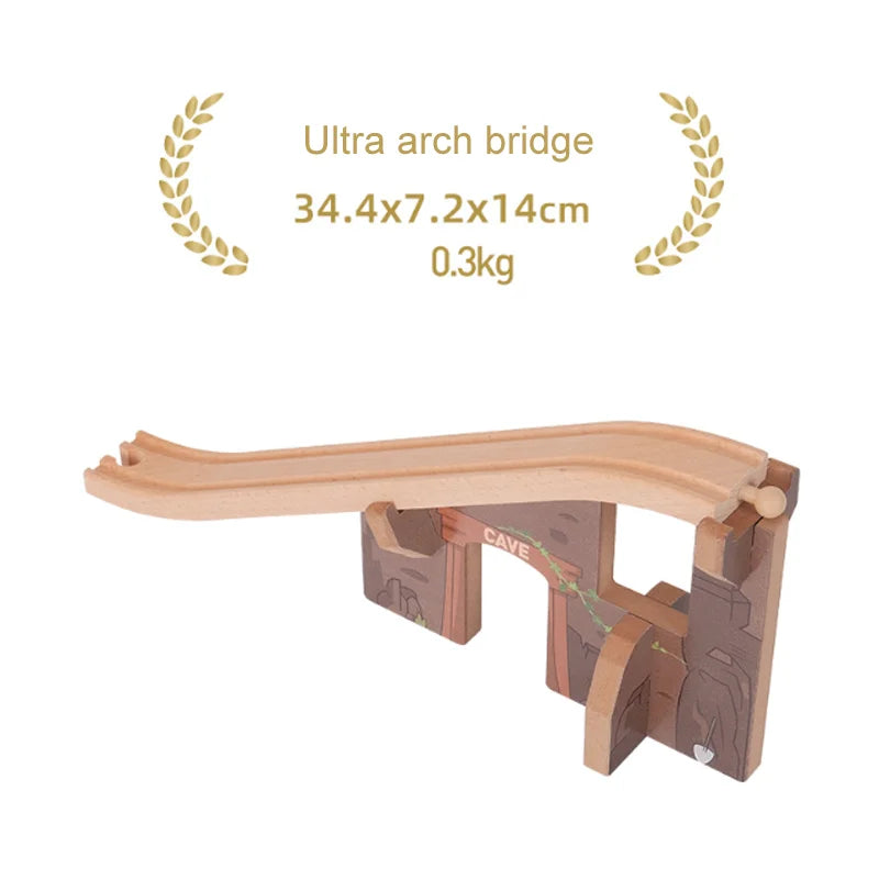 New Wooden Train Tracks Scene Accessories Mountain Tunnel Bridge Crane Tower Compatible ALL Brand Wooden Track Toys For Kids