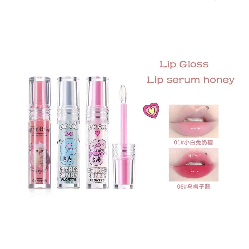 FLORTTE Lip Essence Lip Gloss Serum Lip Tint Oil Clear Nourishing Moisturizing Hydrating Fades Lip Lines Makeup Women Cosmetics