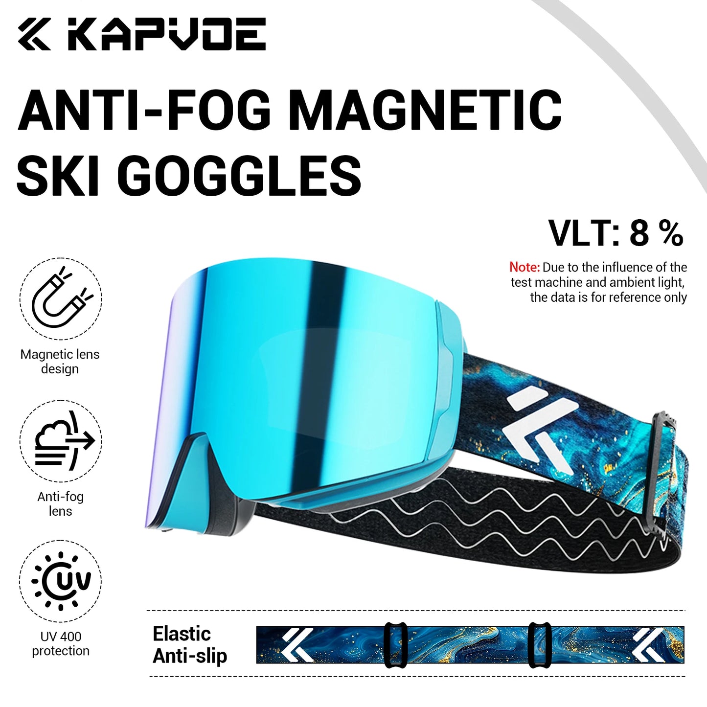 KAPVOE UV400 Magnetic Attraction Lens Outdoor Sports Photochromic Ski Goggles Men Snowboard Glasses Women Winter Snow Sunglasses