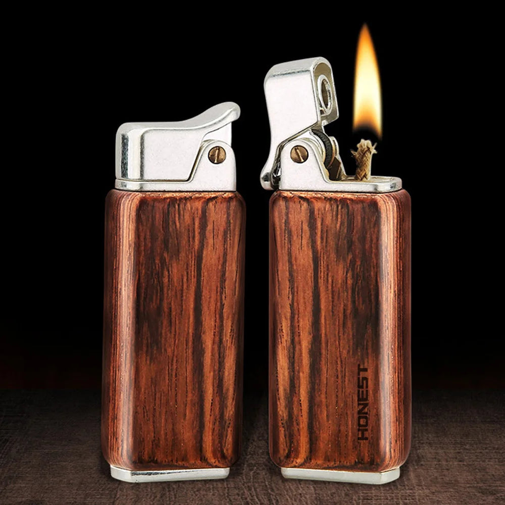 Premium Vintage Sandalwood Kerosene Lighter - Unique Metal Gasoline Lighter