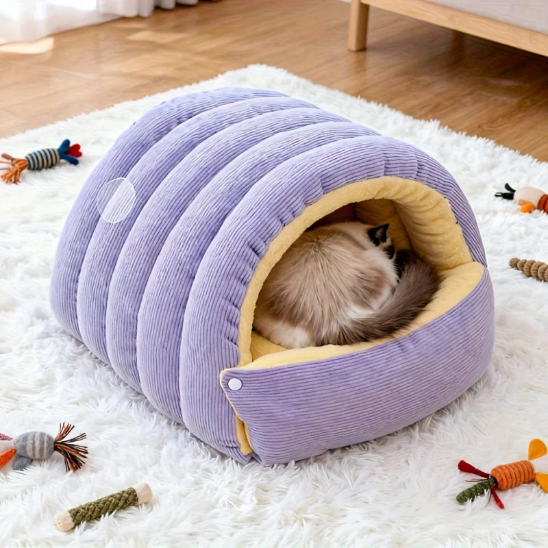 Winter Warm Cat Bed Warm Pet House Pet Sleeping Nest Thickening Warmth Soft Kittens Sleeping Bed Cat Cave For Pet Cat Dog Warmth